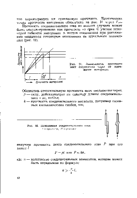 Зависимость прочности мест соединения тары от прочности материала