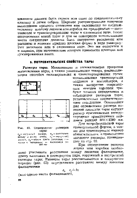 Определение размеров тары