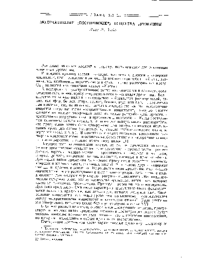 Посторонними компонентами клеточных стенок древесины являются многие органические соединения: алифатические и ароматические углеводороды, терпены, алифатические и ароматические кислоты и их соли, спирты, фенолы, альдегиды, кетоны и хиноны, сложные и простые эфиры. Для одних видов древесины характерно присутствие заметных количеств эфирных и жирных масел, смоляных кислот и стеринов; другие содержат таниды и красящие вещества. Встречаются виды древесины, содержащие значительное число растворимых в воде полисахаридов; есть и такие виды древесины, для которых характерно присутствие циклитолов. Все виды древесины содержат очень малые количества протеинов, источником которых является высохшая протоплазма. Природа протеинов мало исследована. Для некоторых видов древесины характерно присутствие таких физиологически активных продуктов, как алкалоиды, которые содержат азот. Минеральные компоненты всех видов древесины, по-видимому, распределяются между экстрактивными веществами и клеточной стенкой. Ради удобства это минеральное вещество (зола) будет рассмотрено в главе XVI.