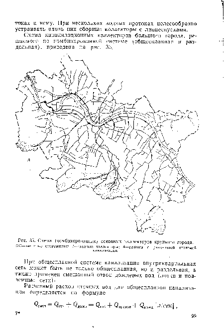 Схема (комбинированная) основных коллекторов крупного города