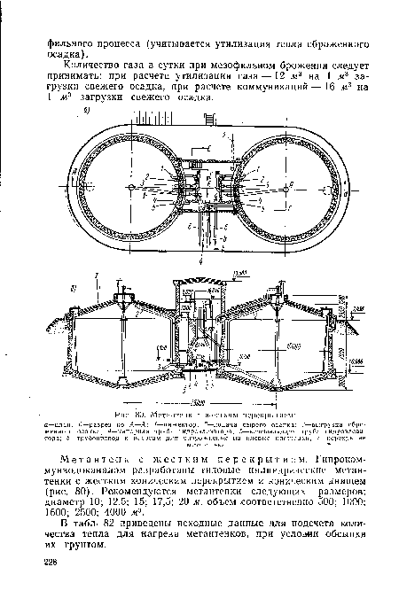 Метантенк с жестким перекрытием
