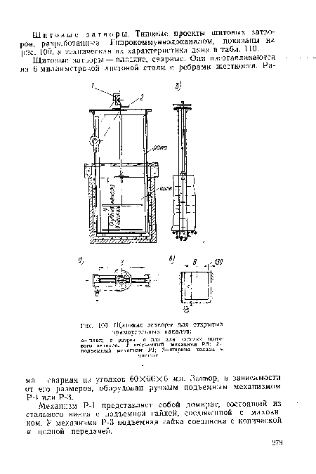 Щитвые затворы для открытых прямоугольных каналов