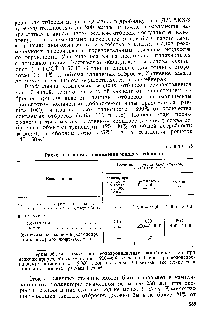 Расчетные нормы накопления жидких отбросов