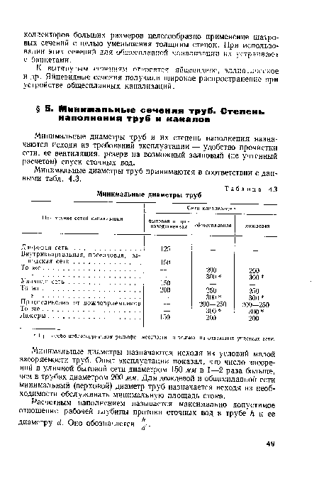 К вытянутым сечениям относятся яйцевидное, эллиптическое и др. Яйцевидные сечения получили широкое распространение при устройстве общесплавных канализаций.