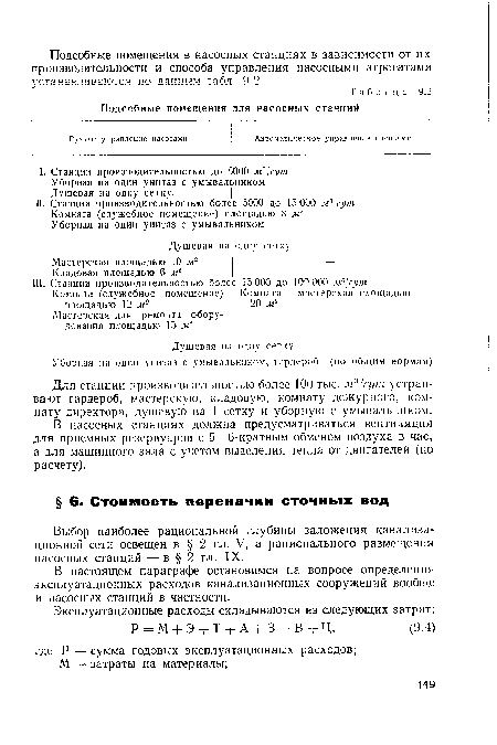 Для станции производительностью более 100 тыс. м3/сут устраивают гардероб, мастерскую, кладовую, комнату дежурного, комнату директора, душевую на 1 сетку и уборную с умывальником.