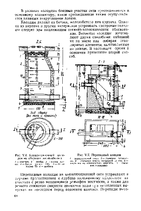 У.6. Канализационный коло-	Рис. У.7. Перепадный колодец