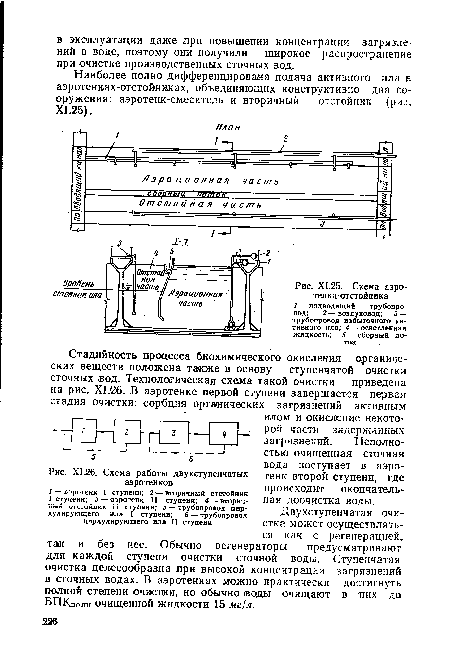 Х1.26. Схема работы двухступенчатых аэротенков