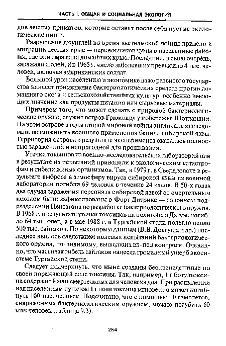 Большой урон населению и экономике даже развитого государства нанесет применение бактериологических средств против домашнего скота и сельскохозяйственных культур, особенно имеющих значение как продукты питания или сырьевые материалы.