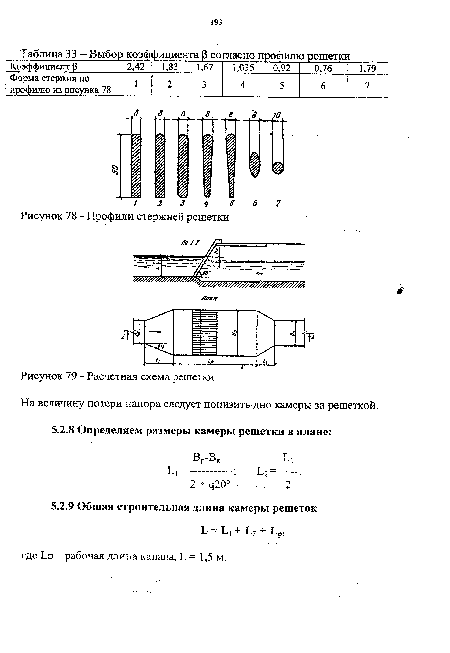 Выбор коэффициента 3 согласно профилю решетки