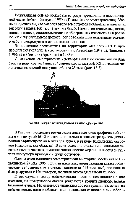 Разрушение жилых домов в г. Спитаке в декабре 1988 г.