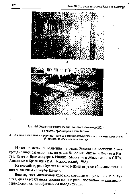 Экологические последствия ливневого наводнения 2002 г.