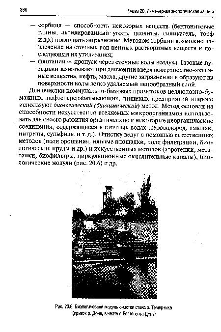 Биологический модуль очистки стока р. Темерника (приток р. Дона, в черте г. Ростова-на-Дону)