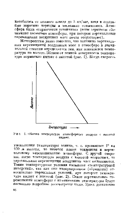 Обычно температура атмосферного воздуха с высотой