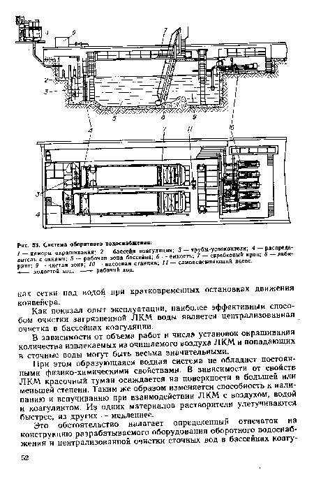 Как показал опыт эксплуатации, наиболее эффективным способом очистки загрязненной ЛКМ воды является централизованная очистка в бассейнах коагуляции.