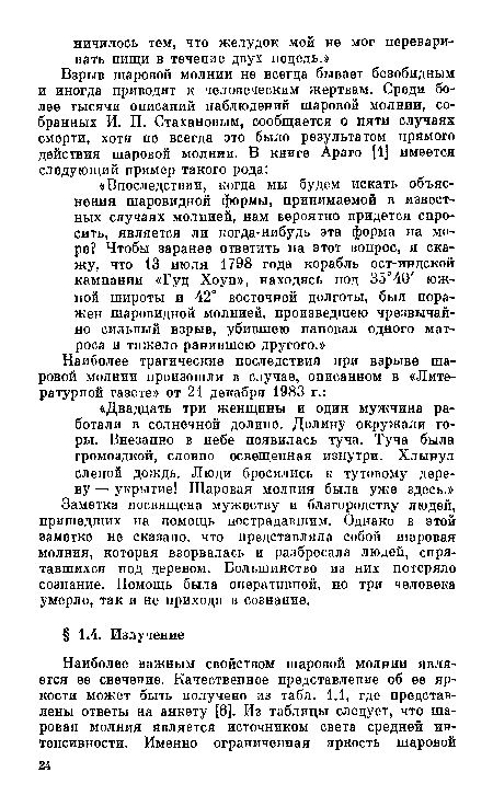 Заметка посвящена мужеству и благородству людей, пришедших на помощь пострадавшим. Однако в этой заметке не сказано, что представляла собой шаровая молния, которая взорвалась и разбросала людей, спрятавшихся под деревом. Большинство из них потеряло сознание. Помощь была оперативной, но три человека умерло, так и не приходя в сознание.