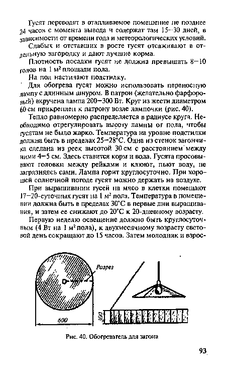 Плотность посадки гусят не должна превышать 8—10 голов на 1 м2 площади пола.