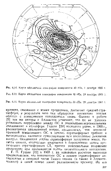 Карта абсолютной топографии поверхности 30 гПа. 29 декабря 1965 г.