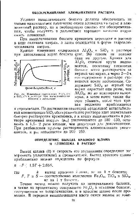 Изменение содержания А1203 (/) и БЮ2 (2) в растворе при выщелачивании боксита в автоклаве