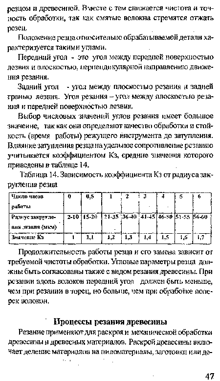 Задний угол - угол между плоскостью резания и задней гранью лезвия. Угол резания —угол между плоскостью резания и передней поверхностью лезвия.