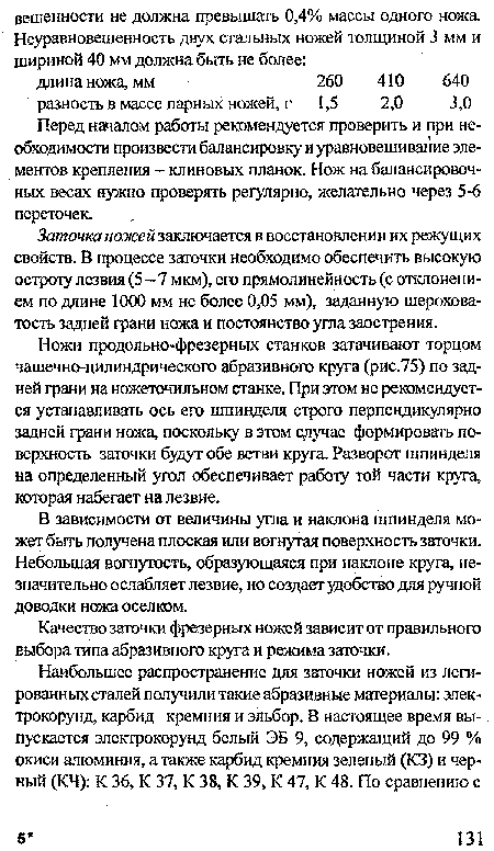 В зависимости от величины угла и наклона шпинделя может быть получена плоская или вогнутая поверхность заточки. Небольшая вогнутость, образующаяся при наклоне круга, незначительно ослабляет лезвие, но создает удобство для ручной доводки ножа оселком.