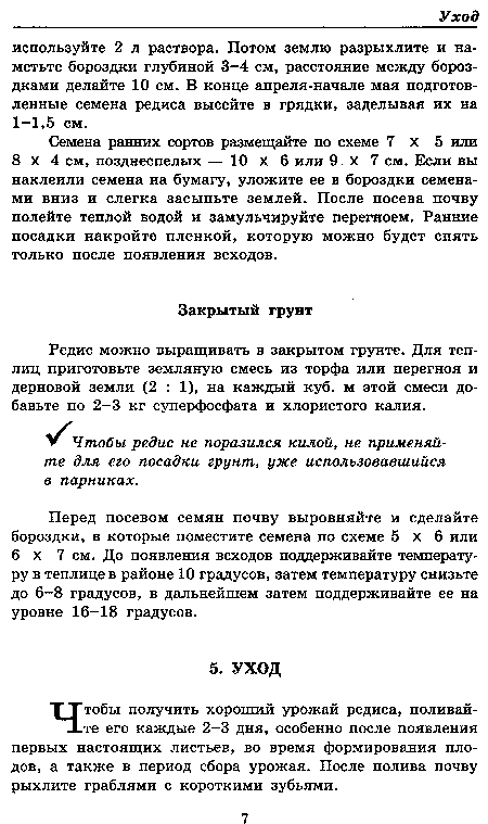 Перед посевом семян почву выровняйте и сделайте бороздки, в которые поместите семена по схеме 5x6 или 6 х 7 см. До появления всходов поддерживайте температуру в теплице в районе 10 градусов, затем температуру снизьте до 6-8 градусов, в дальнейшем затем поддерживайте ее на уровне 16-18 градусов.