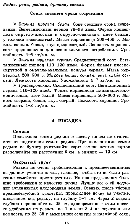 Подготовка семян редьки к посеву ничем не отличается от подготовки семян редиса. При наклеивании семян редьки на бумагу учитывайте сорт: семена летних сортов располагайте на расстоянии 6 см, а зимних — 13 см.