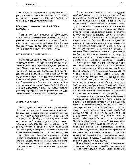 Хищник следит за колебаниями воды с помощью боковой линии. Рыба может на довольно большом расстоянии обнаружить явления, отличающиеся от нормы, которые предвещают легкую добычу — отставших от стаи малька или даже взрослую рыбу. Когда по какой-либо причине рыба отрывается от стаи, она становится не только беззащитной, но и растерянной. Она бесцельно мечется на небольшом участке, и хищник без труда ее ловит. Окунь — особенно искусный "спаситель" заблудших. На подражании такой растерянности во многом основано движение горизонтально погружающейся (поперечной, уравновешенной) блесны, пошевеливание снас-точки с рыбкой и так далее.