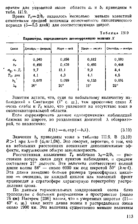 Параметры, определяющие автокорреляцию величин X
