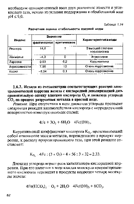 Расчетная оценка стабильности озерной воды