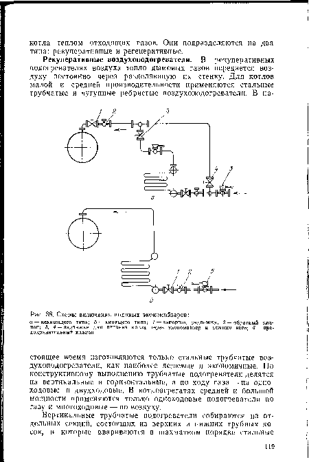 Схемы включения водяных экономайзеров