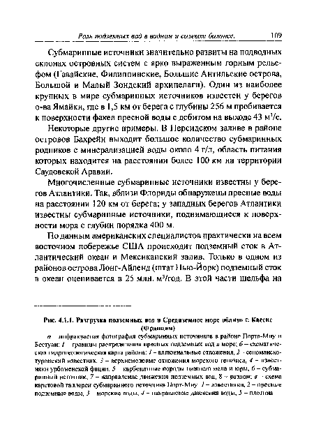 Разгрузка подземных вод в Средиземное море вблизи г. Кассис