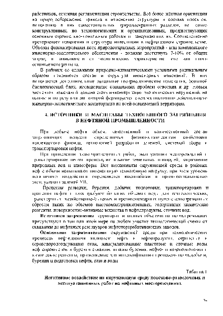 Источники загрязнения территории и водных объектов на нефтепромыслах присутствуют в той или иной мере на любом участке технологической схемы от скважины до нефтяных резервуаров нефтеперерабатывающих заводов.