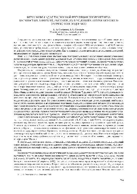 К сожалению, этого нельзя сказать о травяной и остромордой лягушках. Для немногочисленных популяций бурых лягушек, обитающих в одном из наиболее загрязненных из исследованных районов Москвы, был показан относительно высокий уровень смертности икры, причем у травяной лягушки он был выше, чем у остромордой.