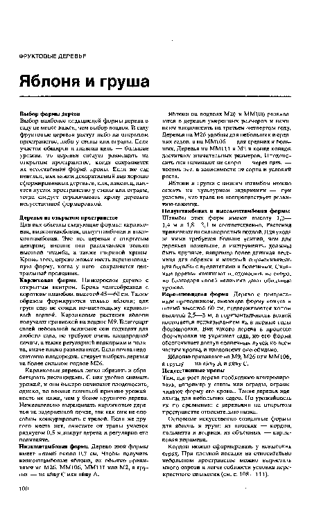 Карликовые деревья легко обрезать и обрабатывать пестицидами. С них удобно снимать урожай, и они быстро начинают плодоносить, однако, по вполне понятной причине урожайность их ниже, чем у более крупного дерева. Нежелательно выращивать карликовые деревья на задерненной почве, так как они не способны конкурировать с травой. Если же другого места нет, очистите от травы участок радиусом 0,5 м вокруг дерева и регулярно его поливайте.