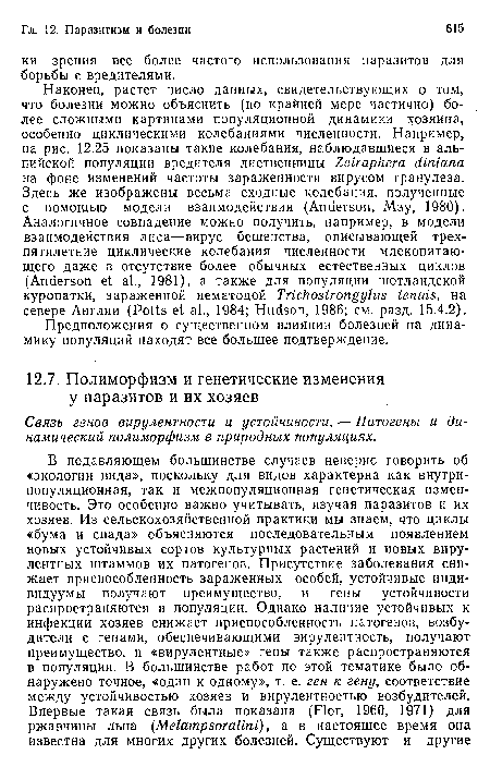 Связь генов вирулентности и устойчивости. — Патогены и динамический полиморфизм в природных популяциях.
