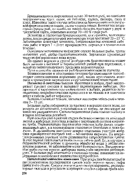 Основным источником инфекции служат больные рыбы, трупы погибших рыб, рыбы-паразитоносители. Заражение происходит через инфицированное ложе пруда.