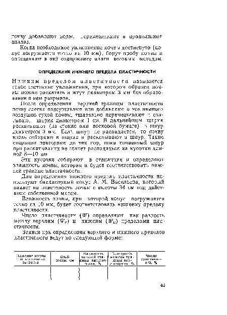 Когда необходимое увлажнение почвы достигнуто (конус погружается точно на 10 мм), берут пробу почвы и определяют в ней содержание влаги весовым методом.