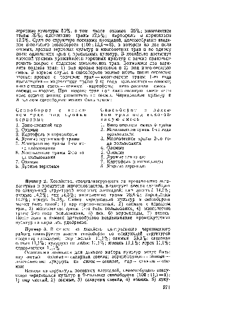 Пример 3. В одном из хозяйств центрального черноземного района планируется ввести севооборот со следующей структурой посевных площадей: пар чистый 11,1%; озимые 33,3%; сахарная свекла 11,1%; кукуруза на килос 11,1%; ячмень 11,1%; горох 11,1%; подсолнечник 11,1%.