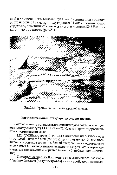 Шерсть коз советской шерстной породы