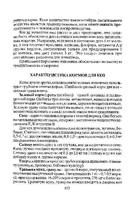 Зеленый корм (трава пастбищ) - самый дешевый и полноценный корм. Он богат протеином, витаминами, минеральными и биологически активными веществами, хорошо поедается козами. Зеленую траву козы получают на выпасе, но ее также с успехом можно использовать и в виде зеленой массы после скашивания.