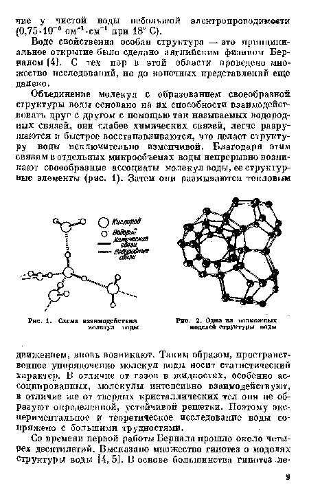 Схема взаимодействия молекул воды