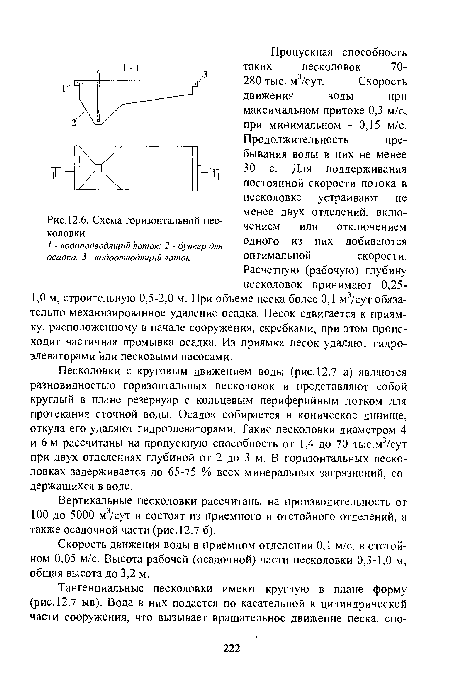 Схема горизонтальной песколовки