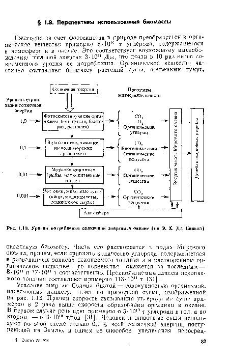 Уровни потребления солнечной энергии в океане (по Э. X. Да Сильва)