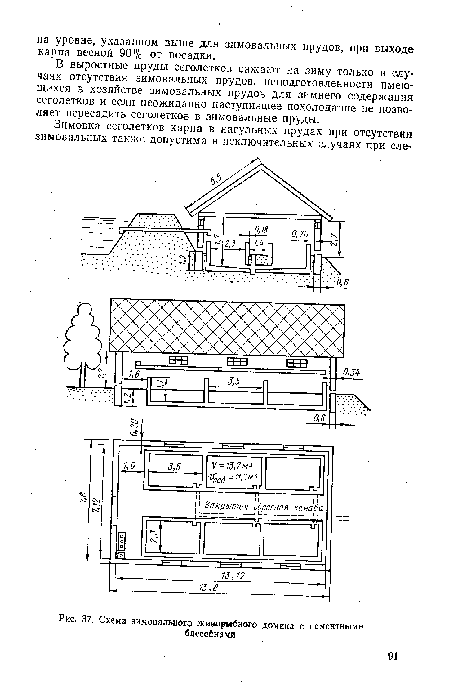Схема зимовального живорвбного домика с цементными