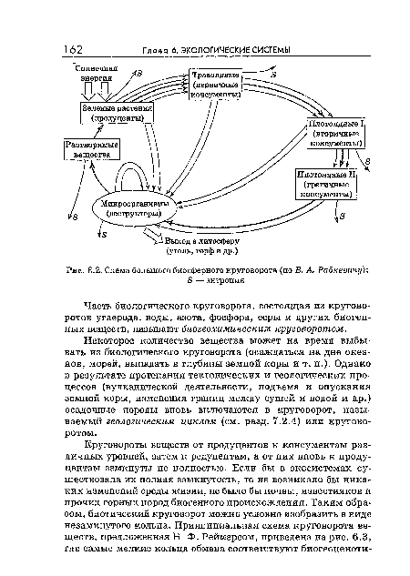 Схема большого биосферного круговорота (по В. А. Радкевичу)
