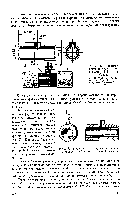 Устройство искусственной вагины образца 1942 г. для барана