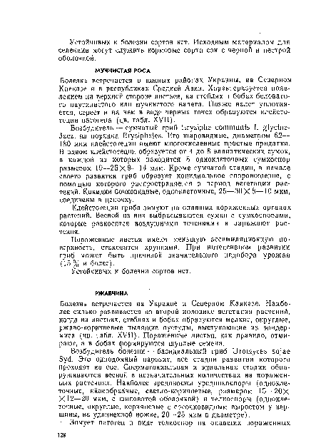 Клейстотеции гриба зимуют на опавших пораженных органах растений. Весной из них выбрасываются сумки с сумкоспорами, которые разносятся воздушными течениями и заражают растения.