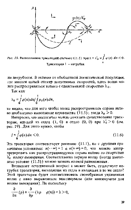 Расположение траекторий системы (11.1) при   -   0 и / # (п) с1п < 0.