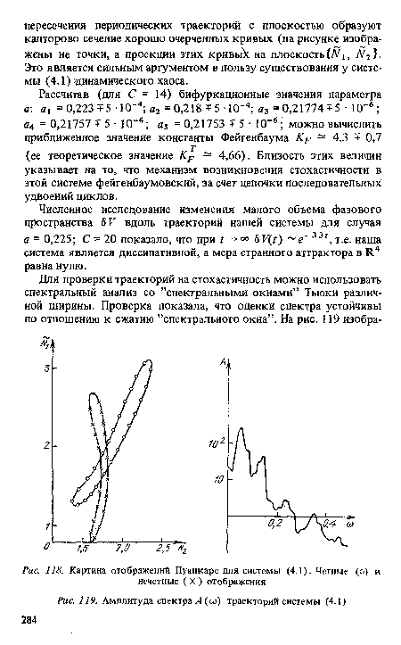 Амплитуда спектра A(oj) траекторий системы (4.1)