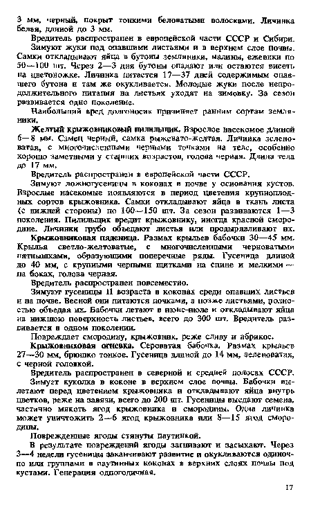 Зимуют жуки под опавшими листьями и в верхнем слое почвы. Самки откладывают яйца в бутоны земляники, малины, ежевики по 50—100 шт. Через 2—3 дня бутоны опадают или остаются висеть на цветоножке. Личинка питается 17—37 дней содержимым опавшего бутона и там же окукливается. Молодые жуки после непродолжительного питания на листьях уходят на зимовку. За сезон развивается одно поколение.